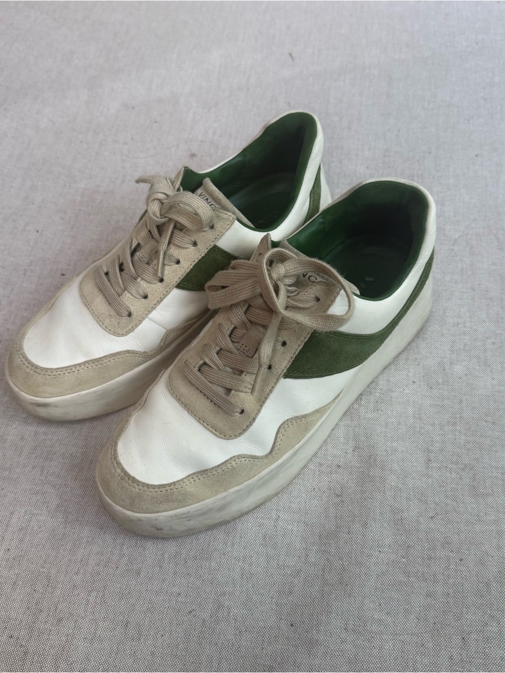 Vince Warren Court White Platform Sneaker in Palm Leaf